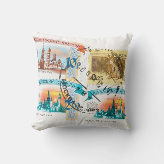 Russian stamps cushion (Front)