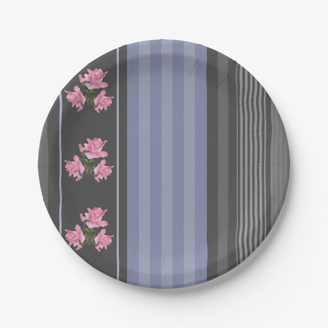 Russian, striped , patchwork paper plate (Front)