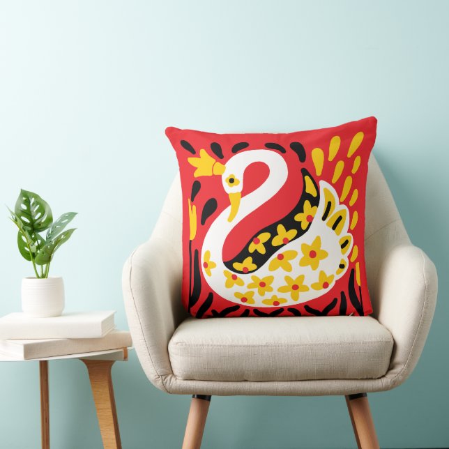 Russian Style Fairy Tale Royal Crowned Swan Cushion (Chair)