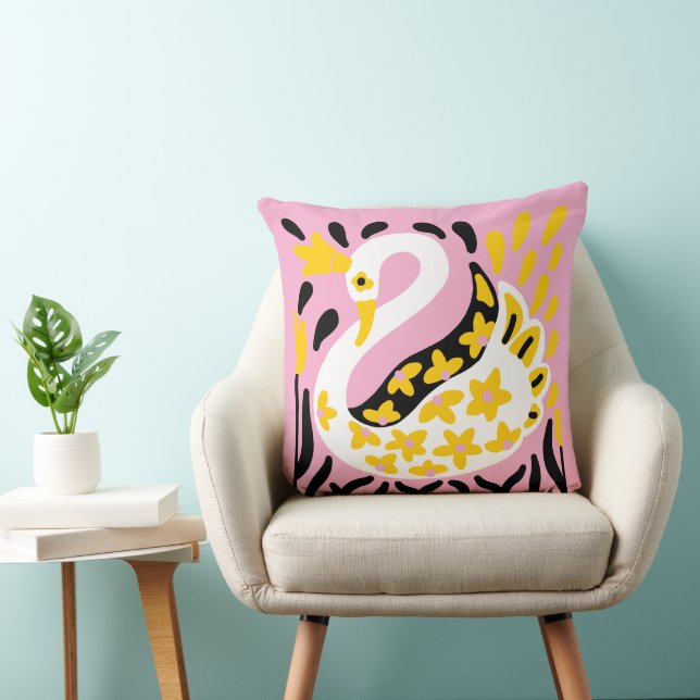 Russian Style Fairy Tale Royal Crowned Swan Cushion (Chair)