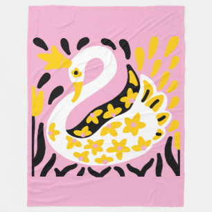 Russian Style Fairy Tale Royal Crowned Swan Fleece Blanket