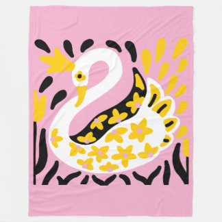 Russian Style Fairy Tale Royal Crowned Swan Fleece Blanket