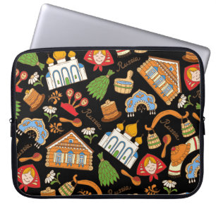 Russian Symbols: Coloured Vintage Pattern. Laptop Sleeve