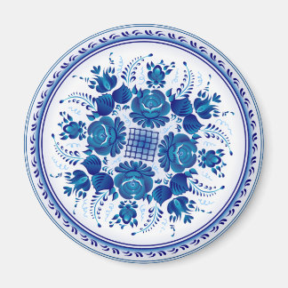 Russian traditional ornament in Gzhel style Magnet