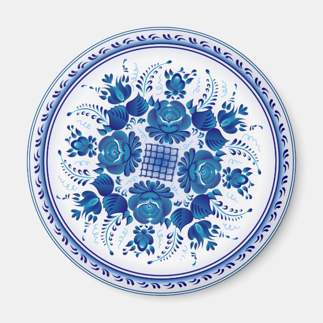 Russian traditional ornament in Gzhel style Magnet (Front)