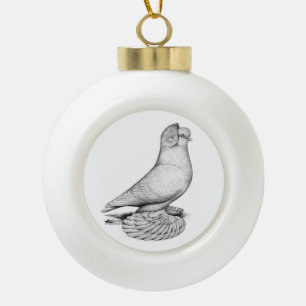 Russian Tumbler Pigeon Ceramic Ball Christmas Ornament