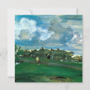 Russian Village Valentin Serov Holiday Card