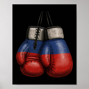 Russian Vintage Style Boxing Gloves With Russia Fl Poster