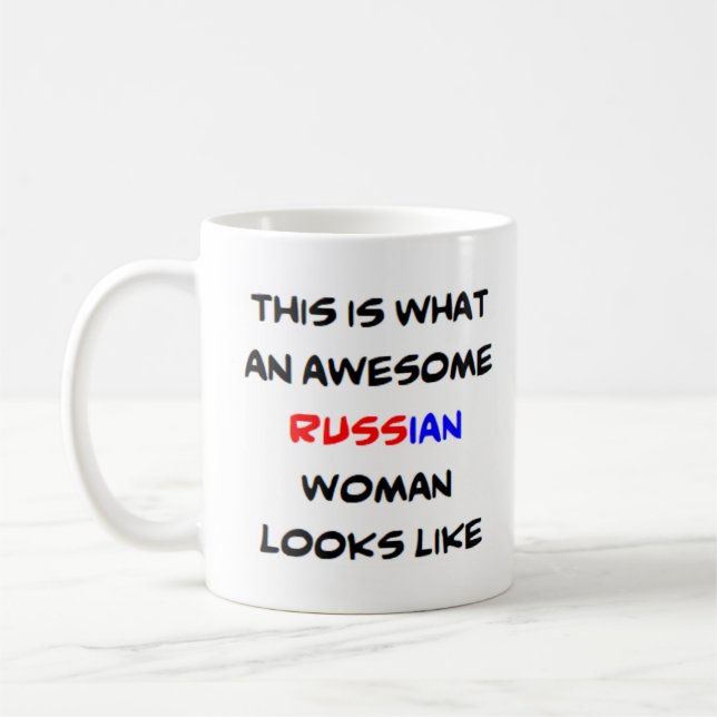 russian woman, awesome coffee mug (Left)