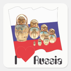 Russland - Russia Babuschka Matrjoschka Aufkleber Square Sticker