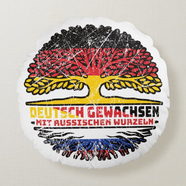 Russland Russisch Deutsch Deutschland Baum Wurzel Round Cushion (Front)