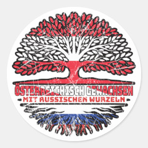 Russland Russisch Österreichisch Österreich Baum Classic Round Sticker