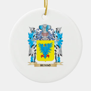Russo Coat of Arms - Family Crest Ceramic Tree Decoration