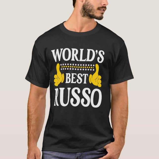 Russo Surname Funny Team Family Last Name World's  T-Shirt (Front)