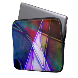 Rust aged coloured geometric shapes with neon ligh laptop sleeve