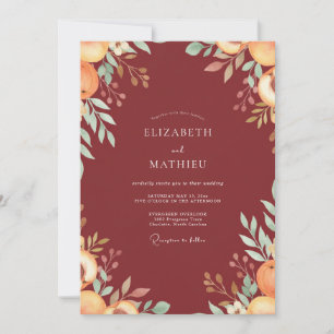 Rust Amber Ranunculus Eucalyptus Wedding Invitation