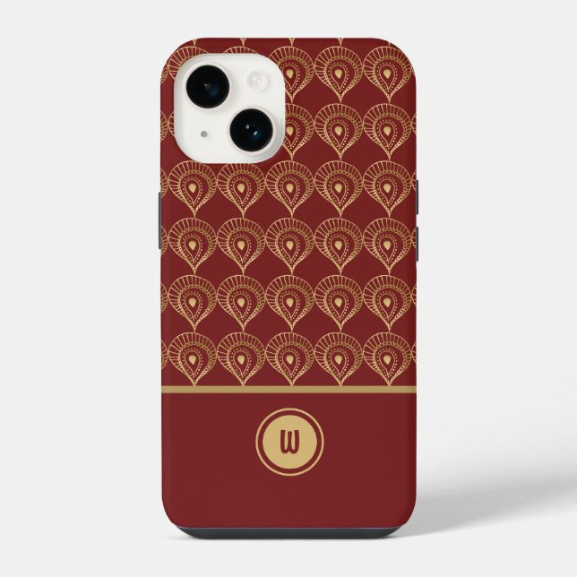 Rust and Gold Boho Monogram Pattern iPhone Case (Back)