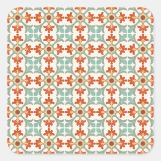 Rust and Gold Patterned Moroccan Tile Square Sticker