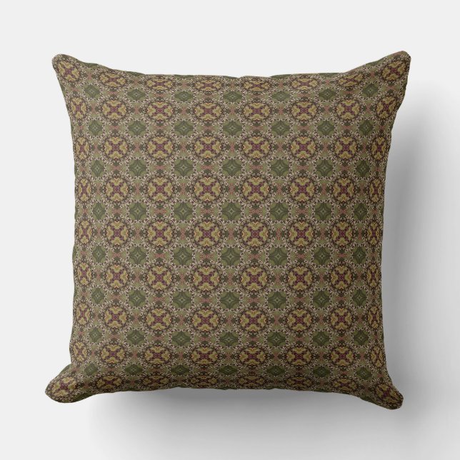 Rust And Green Patern Cushion (Front)