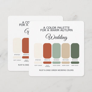 Rust and Sage Green Wedding Colour Palette Card