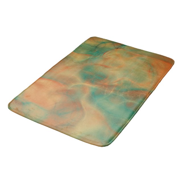 Rust and Sea Green Marble abstract Bath Mat (Angled)