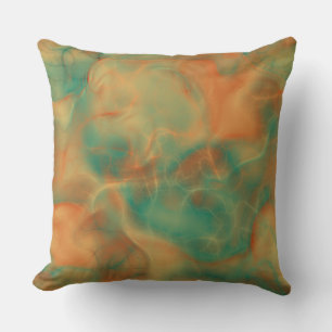 Rust and Sea Green Marble abstract Cushion
