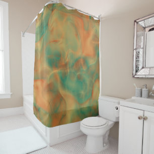 Rust and Sea Green Marble abstract Shower Curtain
