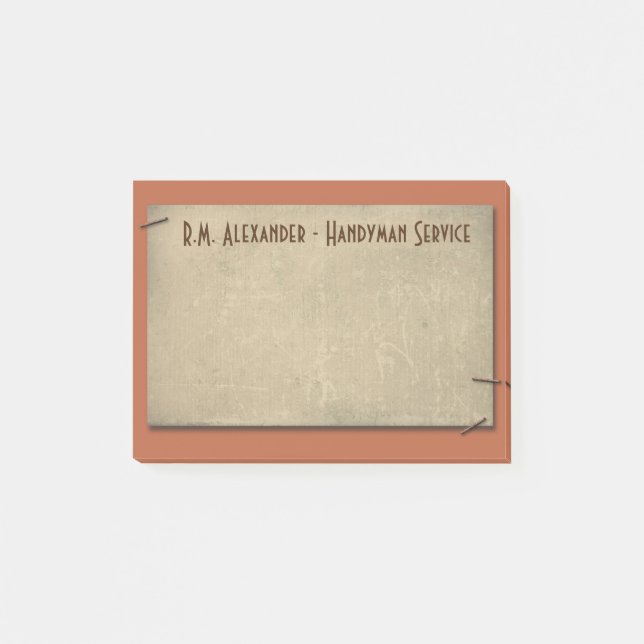 Rust and Tan with Staples Masculine Custom Post-It Notes (Front)
