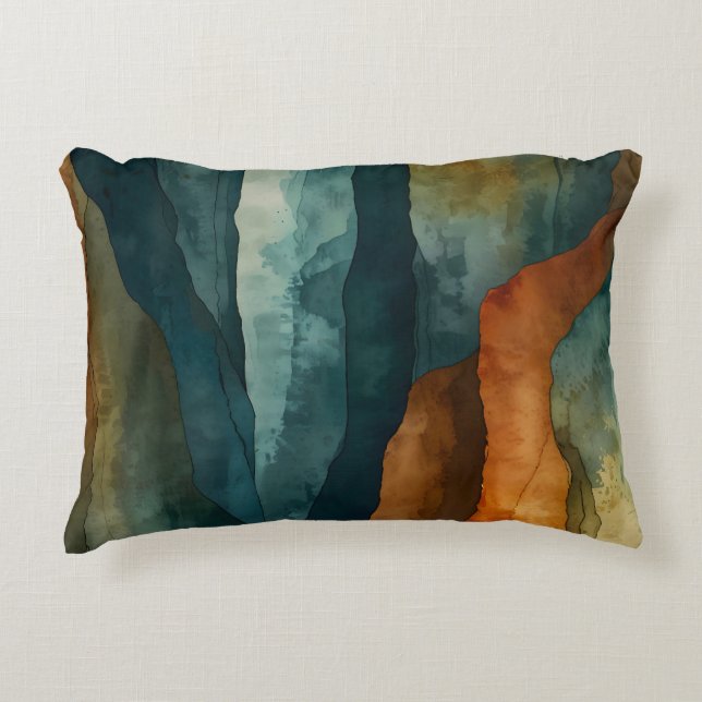 Rust and Teal Decorative Cushion (Front)