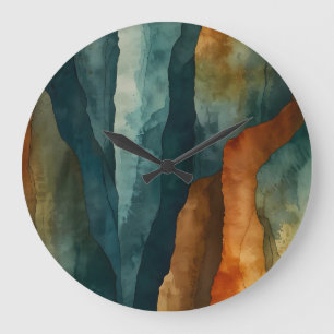 Rust and Teal Large Clock