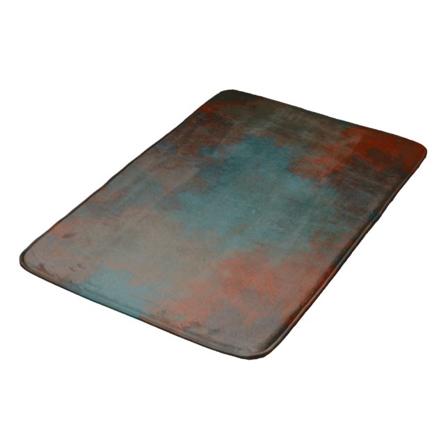 Rust and Teal Marble abstract Bath Mat (Angled)