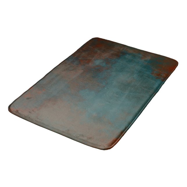 Rust and Teal Marble abstract Bath Mat (Angled)