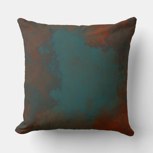 Rust and Teal Marble abstract Cushion (Front)