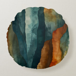 Rust and Teal Round Cushion