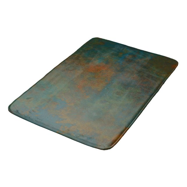 Rust and Turquoise Marble abstract 4 Bath Mat (Angled)