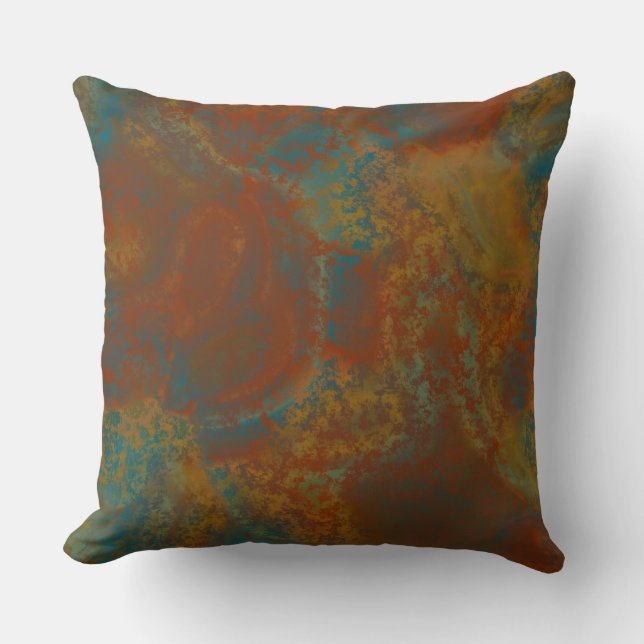 Rust and Turquoise Marble abstract 4 Cushion (Front)