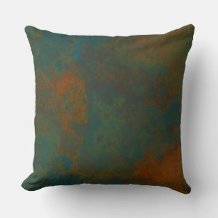 Rust and Turquoise Marble abstract 4 Cushion
