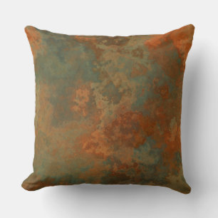 Rust and Turquoise Marble abstract 5 Cushion