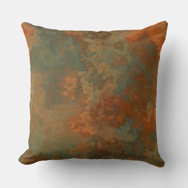 Rust and Turquoise Marble abstract 5 Cushion (Front)
