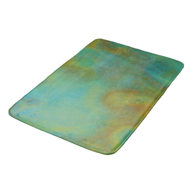 Rust and Turquoise Marble abstract 6 Bath Mat (Angled)
