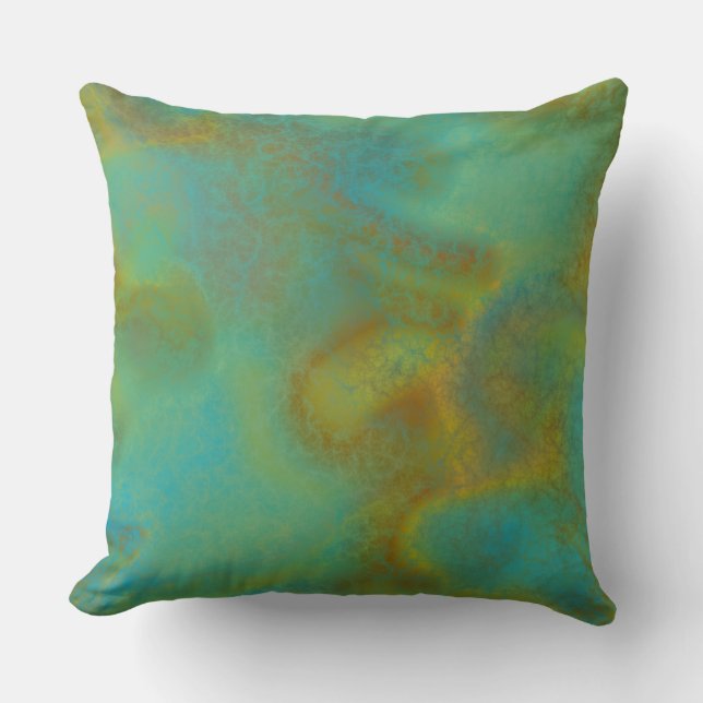 Rust and Turquoise Marble abstract 6 Cushion (Front)