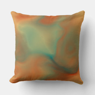 Rust and Turquoise Marble abstract Cushion