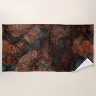 Rust and Turquoise Stone Abstract Beach Towel
