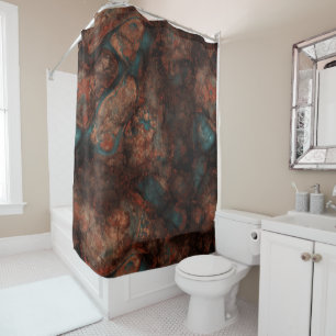 Rust and Turquoise Stone Abstract Shower Curtain
