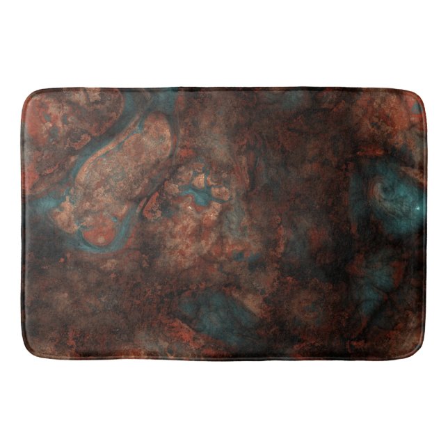 Rust and turquoise stone  bath mat (Front)