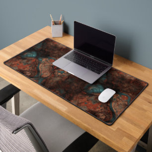 Rust and turquoise stone desk mat
