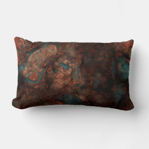 Rust and turquoise stone  lumbar cushion