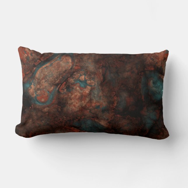 Rust and turquoise stone  lumbar cushion (Front)