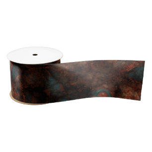 Rust and turquoise stone satin ribbon