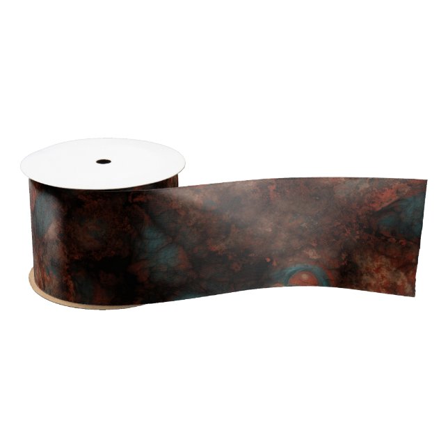 Rust and turquoise stone  satin ribbon (Spool)